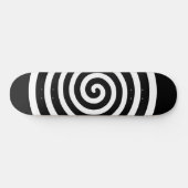 Weiße abstrakte Spiralkreis auf Schwarz Skateboard (Horizontal)
