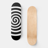 Weiße abstrakte Spiralkreis auf Schwarz Skateboard (Vorderseite)