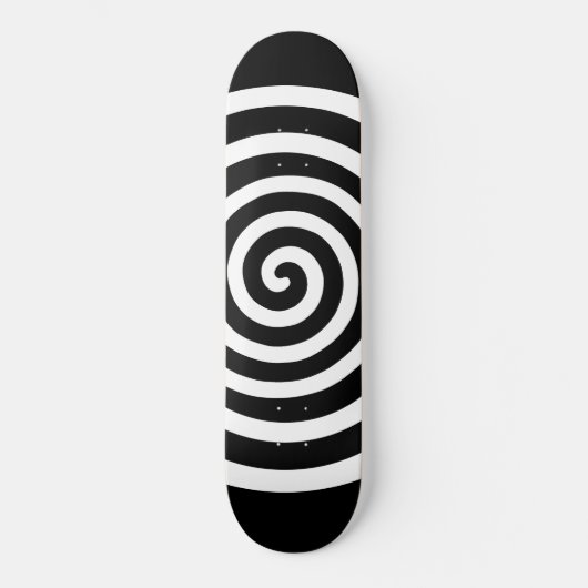 Weiße abstrakte Spiralkreis auf Schwarz Skateboard (Vorderseite)