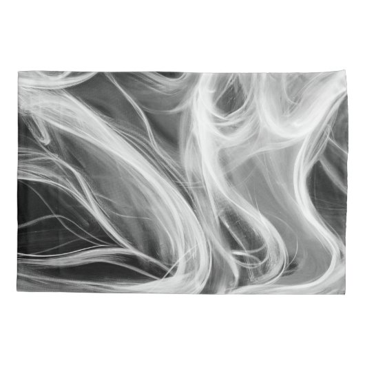 Weiße, Abstrakte Swirke-Optik auf schwarz Kissenbezug (Rückseite-Links)