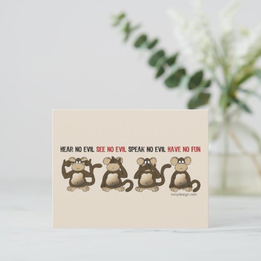Weiße Affen Spaß Postkarte (Stehend Vorderseite)