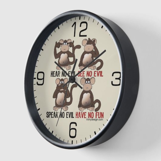 Weiße Affen Spaß Wanduhr (Winkel)