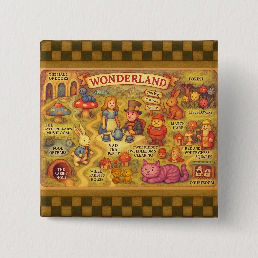 Weiße Alice im Wunderland Button (Vorderseite)