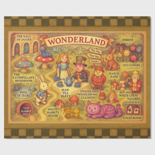 Weiße Alice im Wunderland Geschenkpapier (Flach)