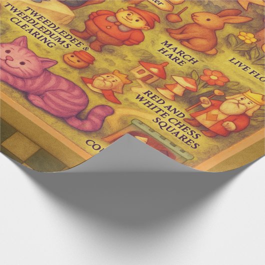 Weiße Alice im Wunderland Geschenkpapier (Ecke)