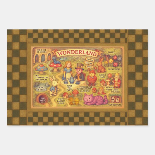 Weiße Alice im Wunderland Geschenkpapier Set (Vorderseite 2)