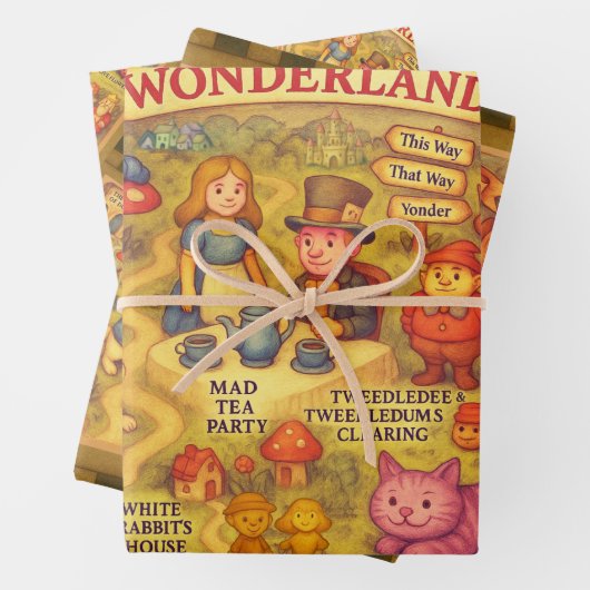 Weiße Alice im Wunderland Geschenkpapier Set (Beispiel)