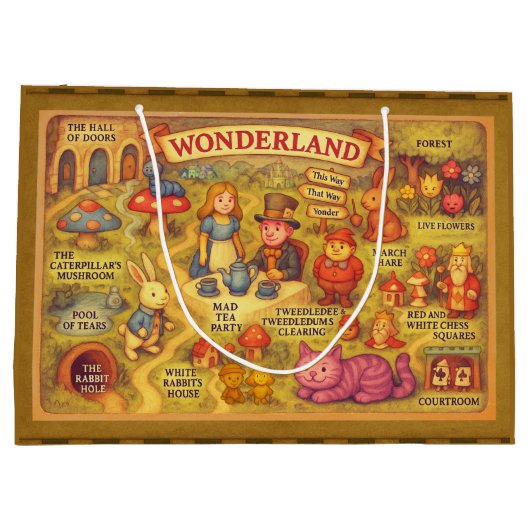 Weiße Alice im Wunderland Große Geschenktüte (Rückseite)