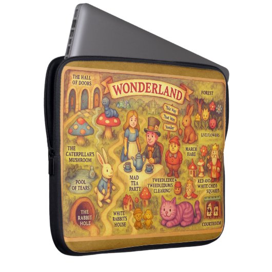 Weiße Alice im Wunderland Laptopschutzhülle (Vorne Rechts)