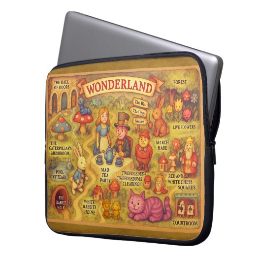 Weiße Alice im Wunderland Laptopschutzhülle (Vorderseite Links)