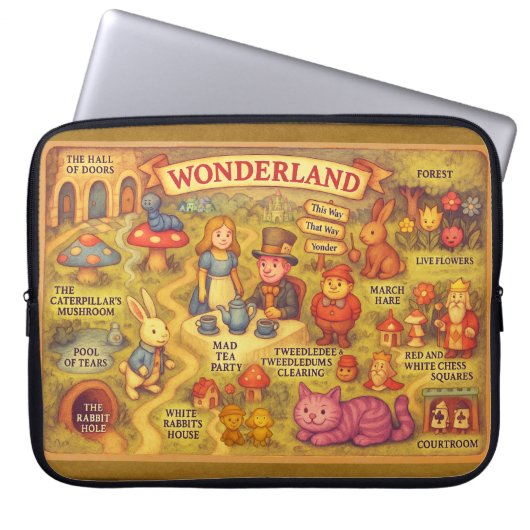 Weiße Alice im Wunderland Laptopschutzhülle (Vorderseite)