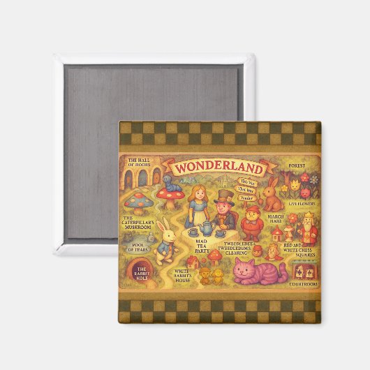 Weiße Alice im Wunderland Magnet (Vorderseite/Rückseite)