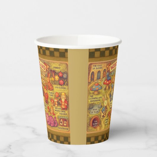 Weiße Alice im Wunderland Pappbecher (Links)