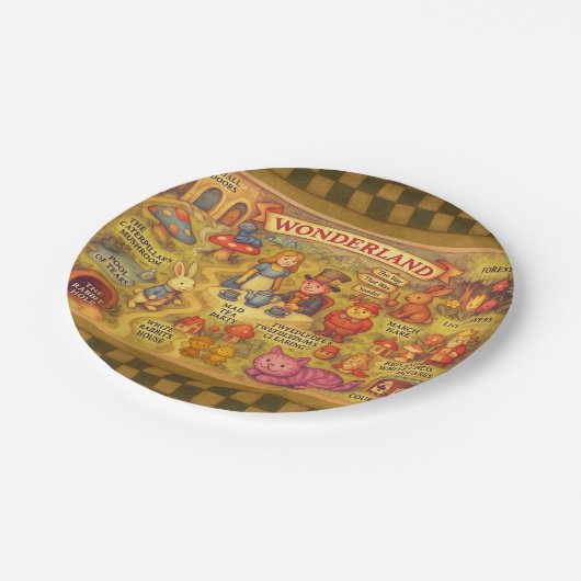 Weiße Alice im Wunderland Pappteller (Schrägansicht)