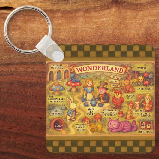 Weiße Alice im Wunderland Schlüsselanhänger (Vorderseite)
