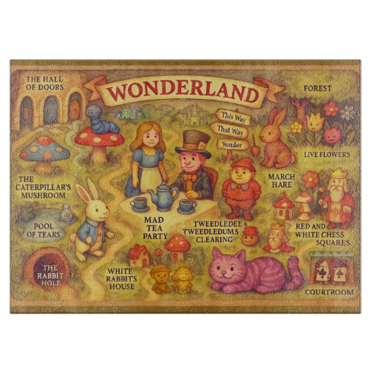 Weiße Alice im Wunderland Schneidebrett (Vorderseite)