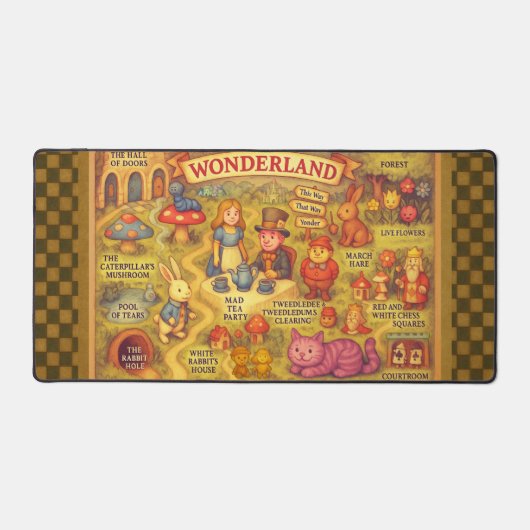 Weiße Alice im Wunderland Schreibtischunterlage (Vorderseite)