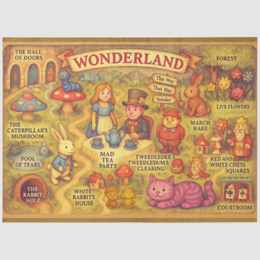 Weiße Alice im Wunderland Seidenpapier (Vorderseite)
