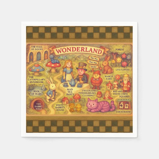 Weiße Alice im Wunderland Serviette (Vorderseite)