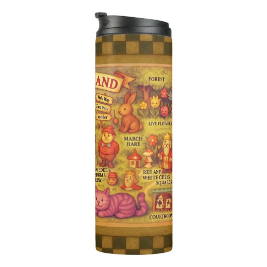 Weiße Alice im Wunderland Thermosbecher (Nach rechts gedreht)