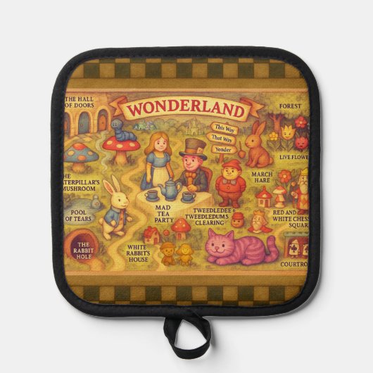 Weiße Alice im Wunderland Topflappen (Vorderseite)