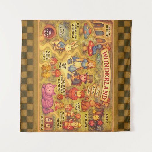 Weiße Alice im Wunderland Wandteppich (Vorderseite (Horizontal))