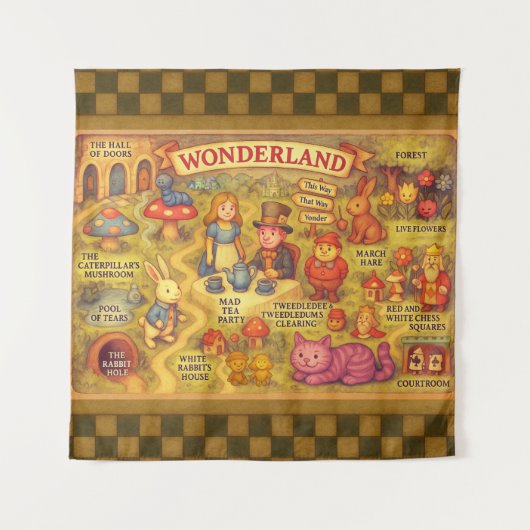 Weiße Alice im Wunderland Wandteppich (Vorderseite)