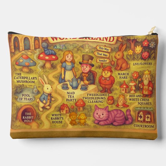 Weiße Alice im Wunderland Zubehörtasche (Rückseite)