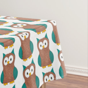 Weiße alte Brown Hoot Bird Animal Print Tischdecke