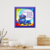 Weiße alte Eule grenzt Poster (Küche)