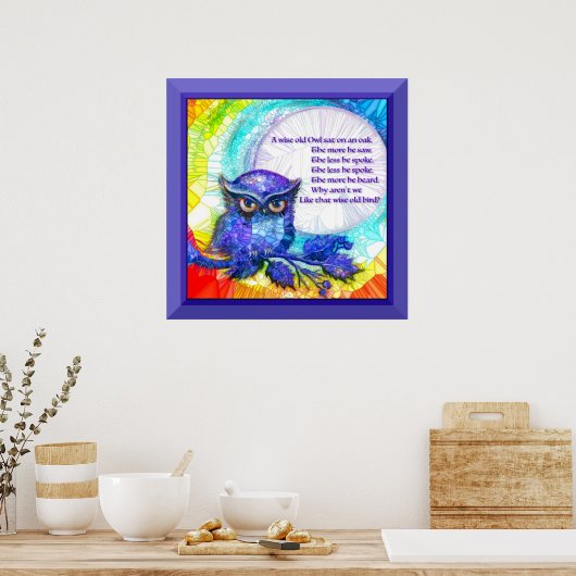 Weiße alte Eule grenzt Poster (Küche)