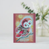 Weiße alte Eule Postkarte (Stehend Vorderseite)