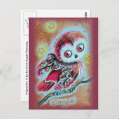 Weiße alte Eule Postkarte (Vorne/Hinten)