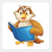 Weiße alte Eule Quadratischer Aufkleber (Vorderseite)