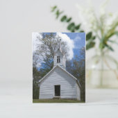 weiße alte Kirche in den Bergen Postkarte (Stehend Vorderseite)