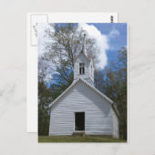 weiße alte Kirche in den Bergen Postkarte (Vorne/Hinten)