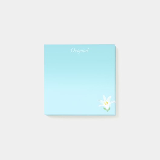 Weiße Amaryllis-Blüte auf Hellblau Post-it Klebezettel (Vorderseite)