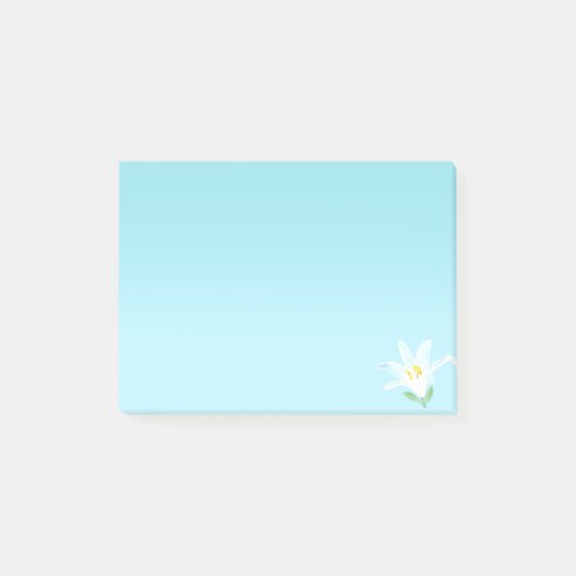 Weiße Amaryllis-Blüte auf Hellblau Post-it Klebezettel (Vorderseite)