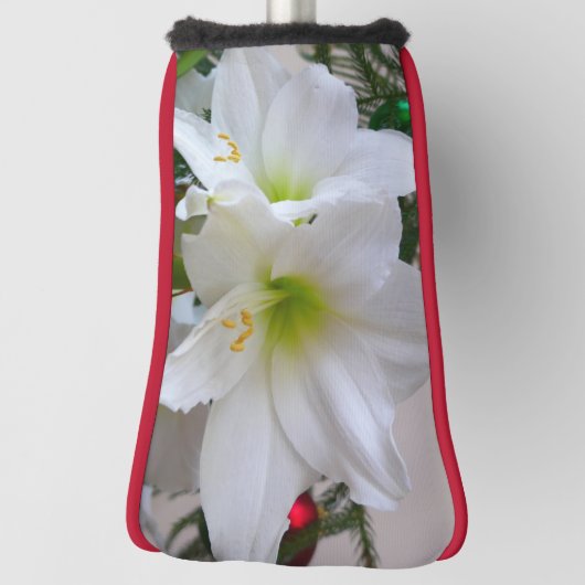 Weiße Amaryllis und Weihnachtsbaum Golf Headcover (Rotieren 90)