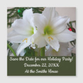 Weiße Amaryllis und Weihnachtsbaum Magnetkarte (Vorderseite)