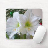 Weiße Amaryllis und Weihnachtsbaum Mousepad (Mit Mouse)