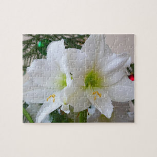 Weiße Amaryllis und Weihnachtsbaum Puzzle