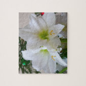 Weiße Amaryllis und Weihnachtsbaum Puzzle (Vertikal)