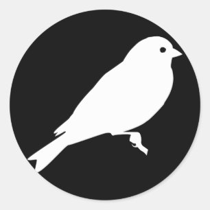 Weiße amerikanische Goldfinch-Silhouette Runder Aufkleber