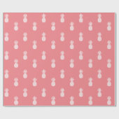 Weiße Ananas auf Korallenrosa Geschenkpapier (Flach)