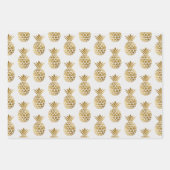 Weiße Ananas Polka Dots Streifen fest Geschenkpapier Set (Vorderseite)