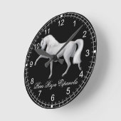 Weiße andalusische Reitstall Runde Wanduhr (Winkel)