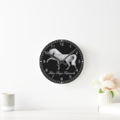 Weiße andalusische Reitstall Runde Wanduhr (Zuhause)