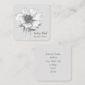 Weiße Anemone Blume Schwarz Grau Botanisch Quadratische Visitenkarte (Vorne/Hinten)
