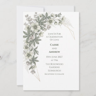 Weiße Anemone Eukalyptus Hochzeitseinladung Einladung